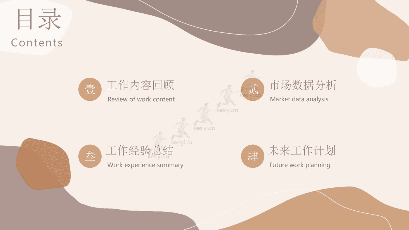 秋季奶茶色清新工作总结汇报PPT模板附带图标