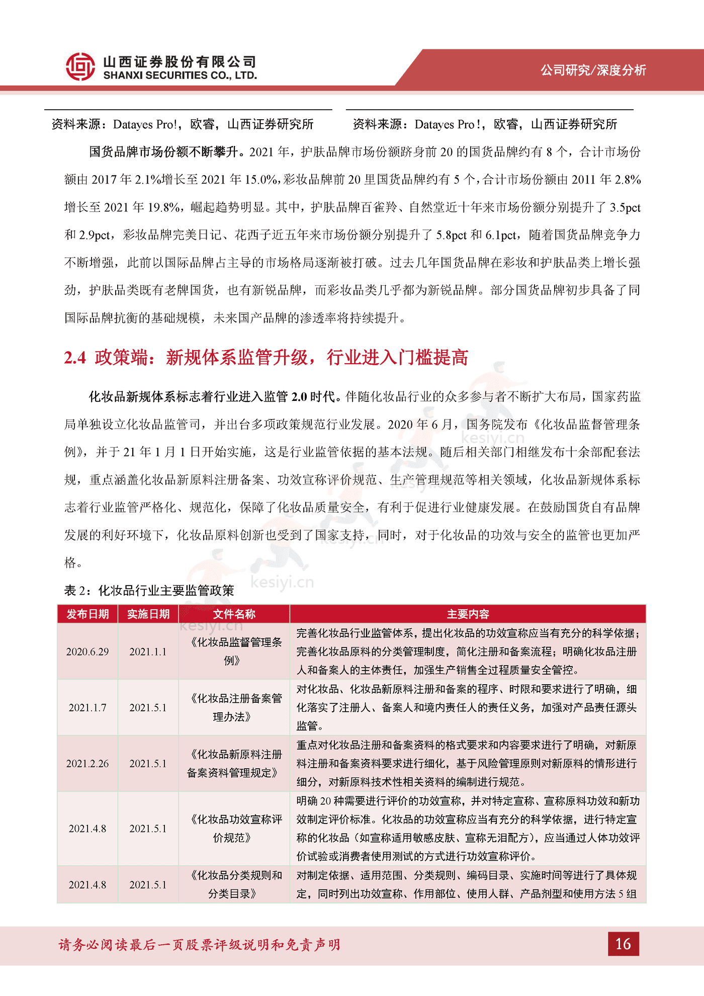 成分技术支撑品牌优势，树立敏感肌护肤专业形象-山西证券&贝泰妮
