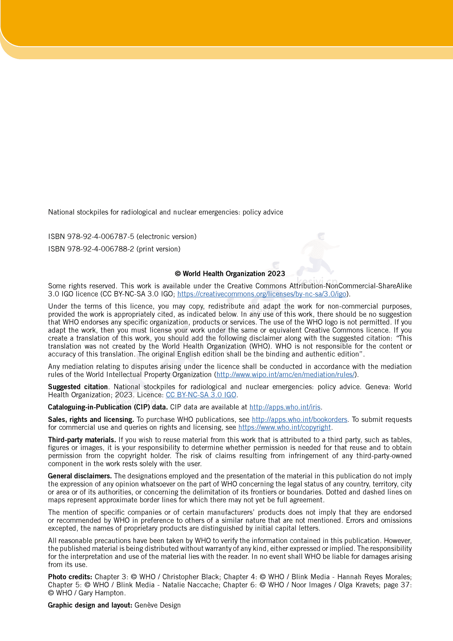针对放射性和核突发事件的国家储备-政策建议(2023年)(英)-世卫组织 针对放射性和核突发事件的国家储备-政策建议(2023年)(英)-世卫组织